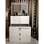 Italian Solid Wood Dresser for Model Room Simple Small Flip Mirror Dressers Light Luxury Household Dressing Table for Bedroom