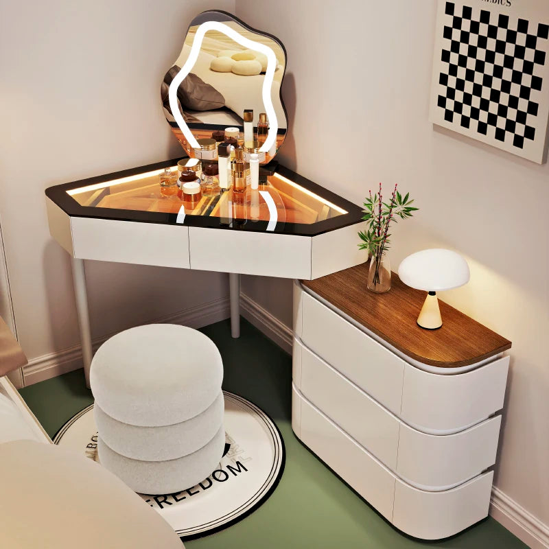 Woman Organizer White Vanity Tables Mirror Chair Drawers Nordic Modern Dressers Make Up Tocador Con Espejo Bedroom Furniture