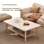 Formwell 80*50cm top 2 tier simple coffee table wood sofa table for Living Room easy assembling solid wood legs