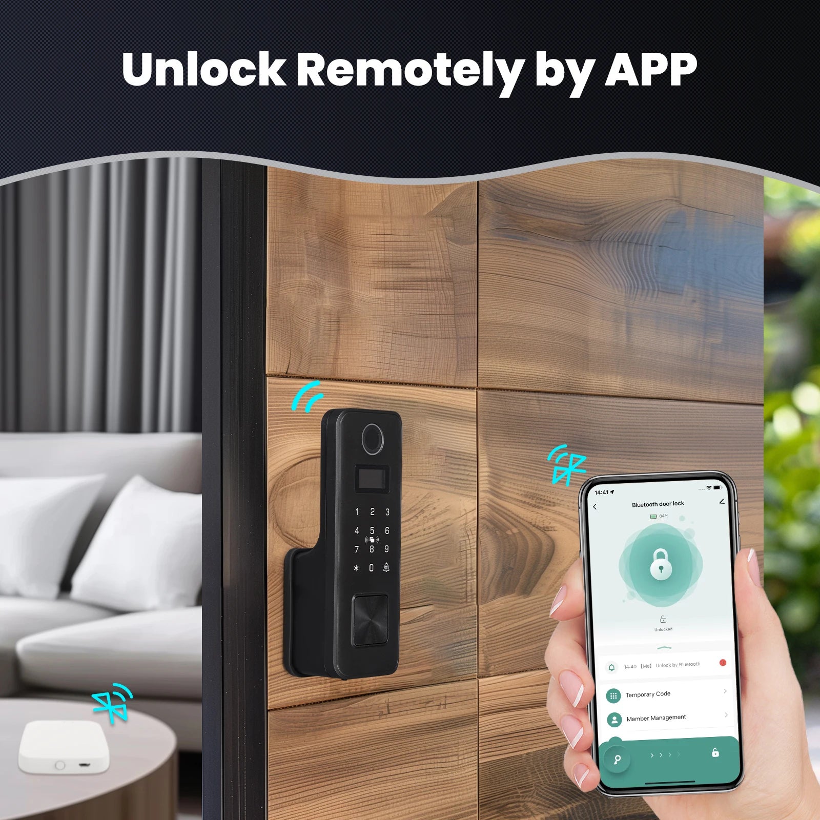 MOES Tuya Bluetooth Smart Fingerprint Door Lock By Password Key IC Card App Remote Control IPX4 Waterproof Entry Apartmen