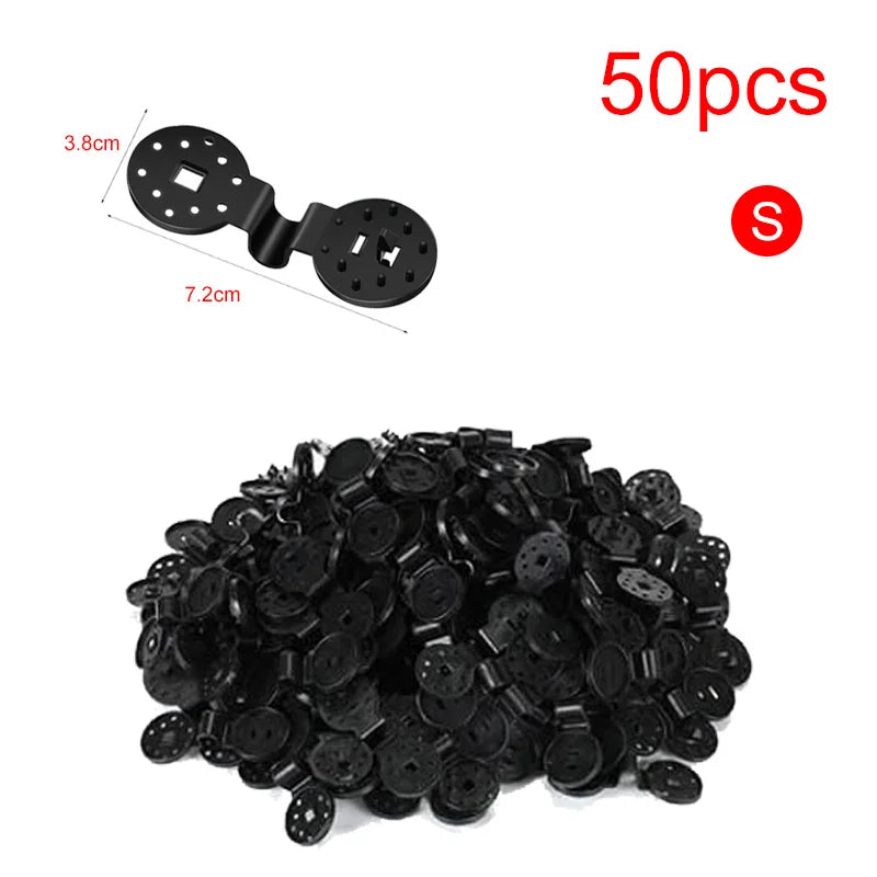 50pcs Sun Protection Shade Mesh Fixing Clips Black Round Household Garden Supplies Removable Reusable Secure Durable TMZ