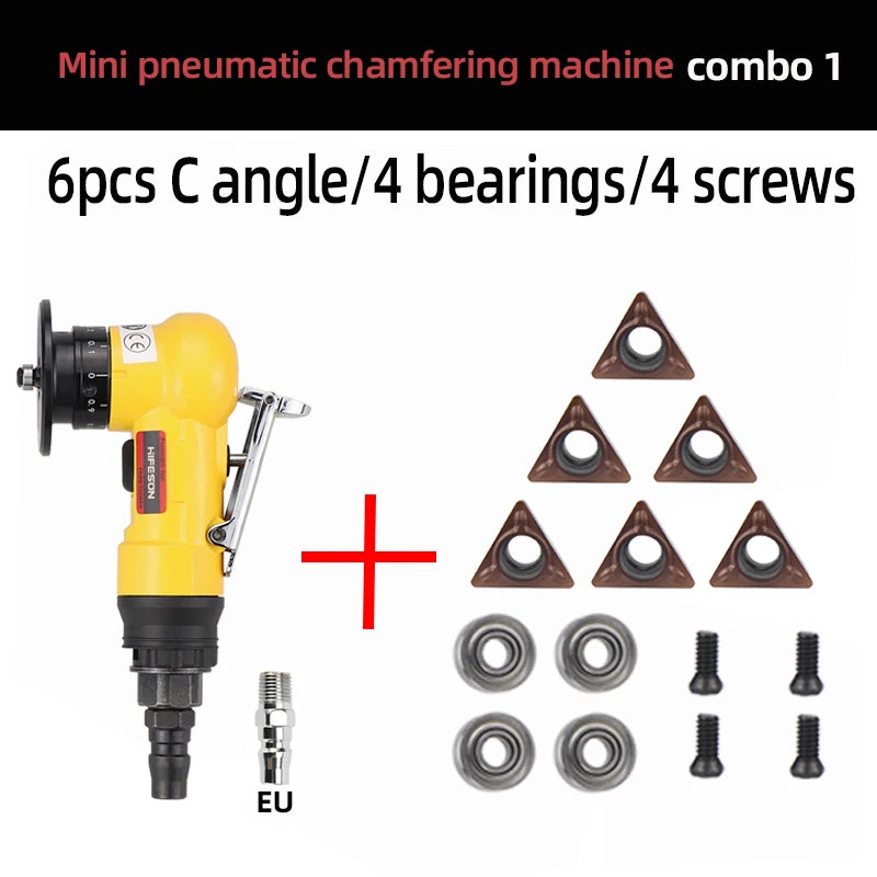 HIFESON Mini Pneumatic Chamfer 45° Trimming Machine Metal Deburring Trimming Pneumatic Tool Accessories and Set Selection