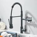 Black Pull Down Kitchen Faucet Dual Spout 360° Rotation Hot Cold Water Mixer Tap Single Handle Deck Mounted Kitchen Sink Crane