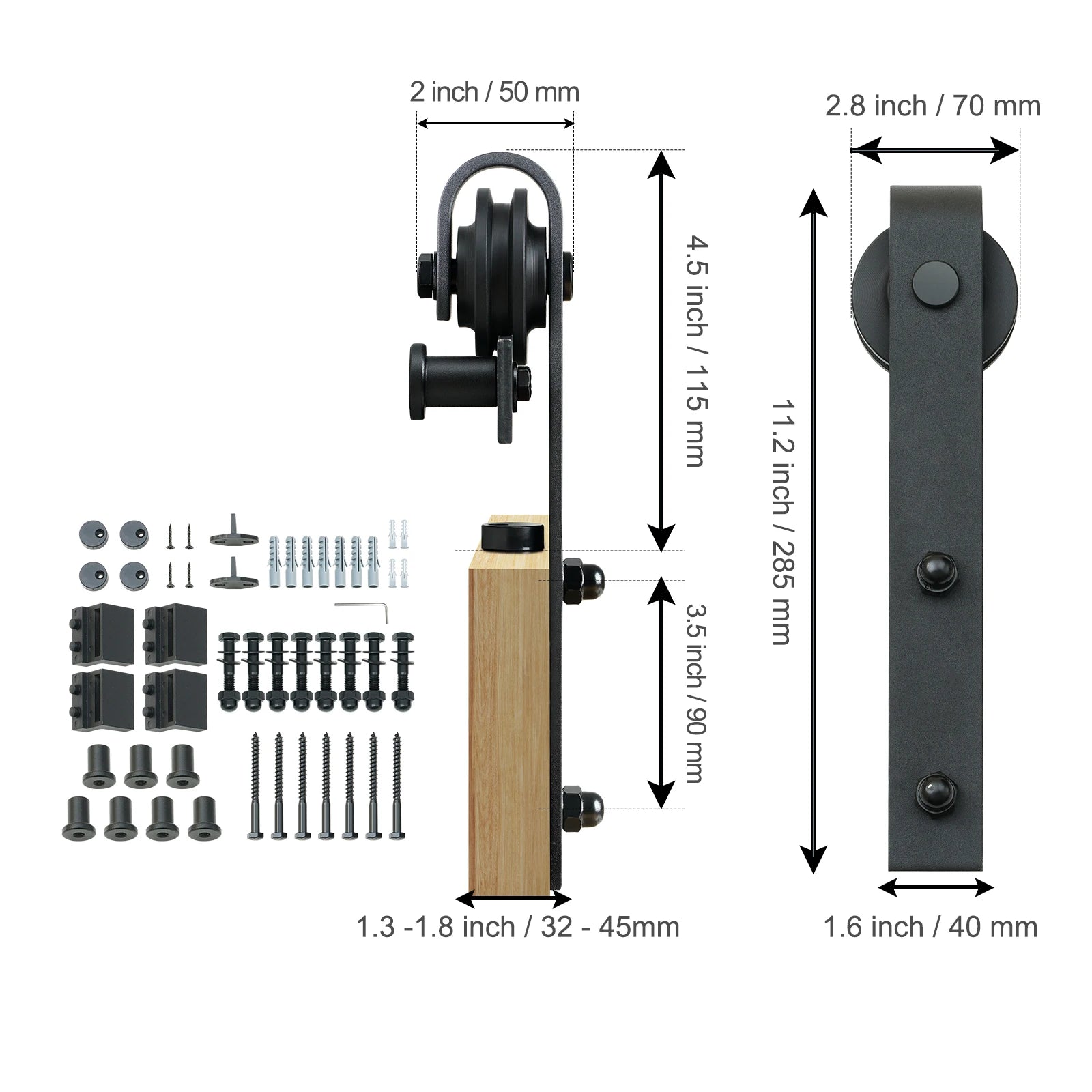 SucceBuy 8/10FT Sliding Barn Door Hardware Kit 330LBS Heavy Duty Barn Door Track Kit for Double Doors W/ Smooth & Silent Pulley