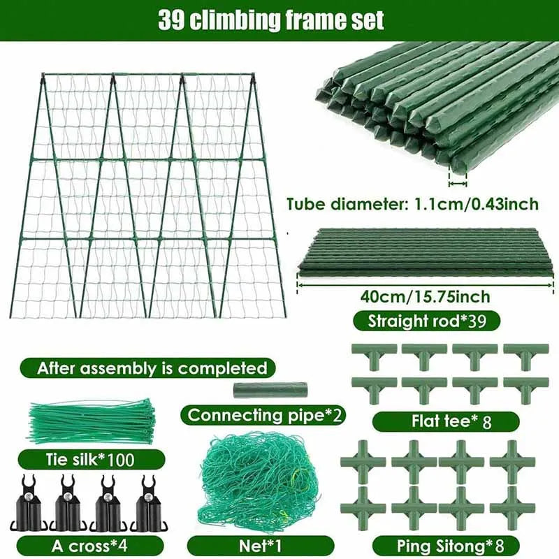 Garden A-Frame Vegetable Plant Climbing Frame Kit Grow Supports Fit Climbing Rustproof Vine Cucumber Trellis Tomatoes Grapes