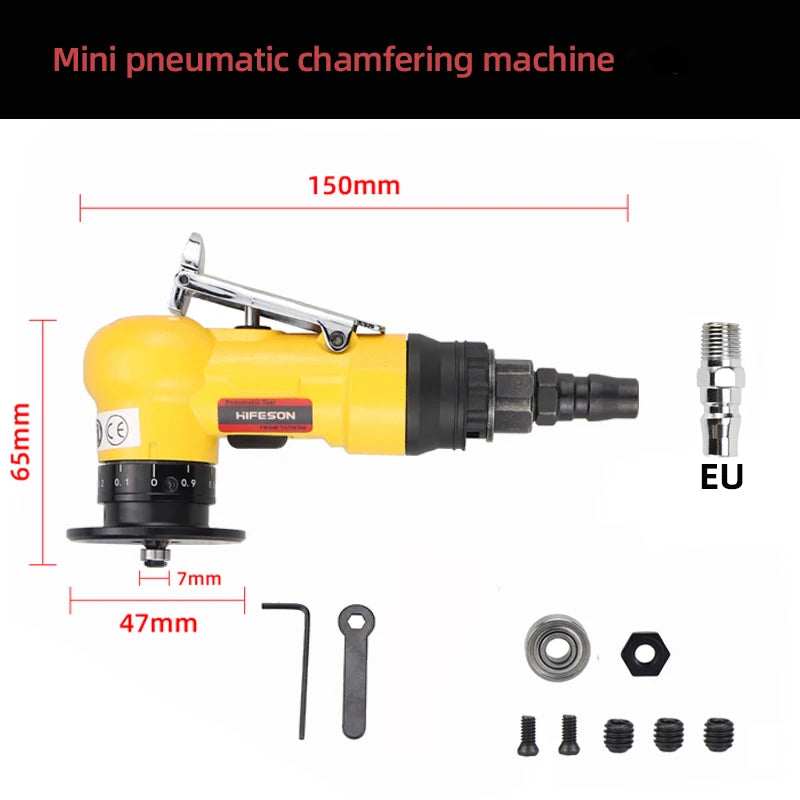 HIFESON Mini Pneumatic Chamfer 45° Trimming Machine Metal Deburring Trimming Pneumatic Tool Accessories and Set Selection