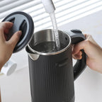 110V/220V Portable Electric Kettle Home Double-layer Stainless Steel Quick Water Boiler Travel Kettle Automatic Power Off 600W