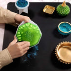 The Kitchen Countertop Is Equipped With Oversized Silicone Mats, Fabric Placemats, Clay Mats, and DIY Items.