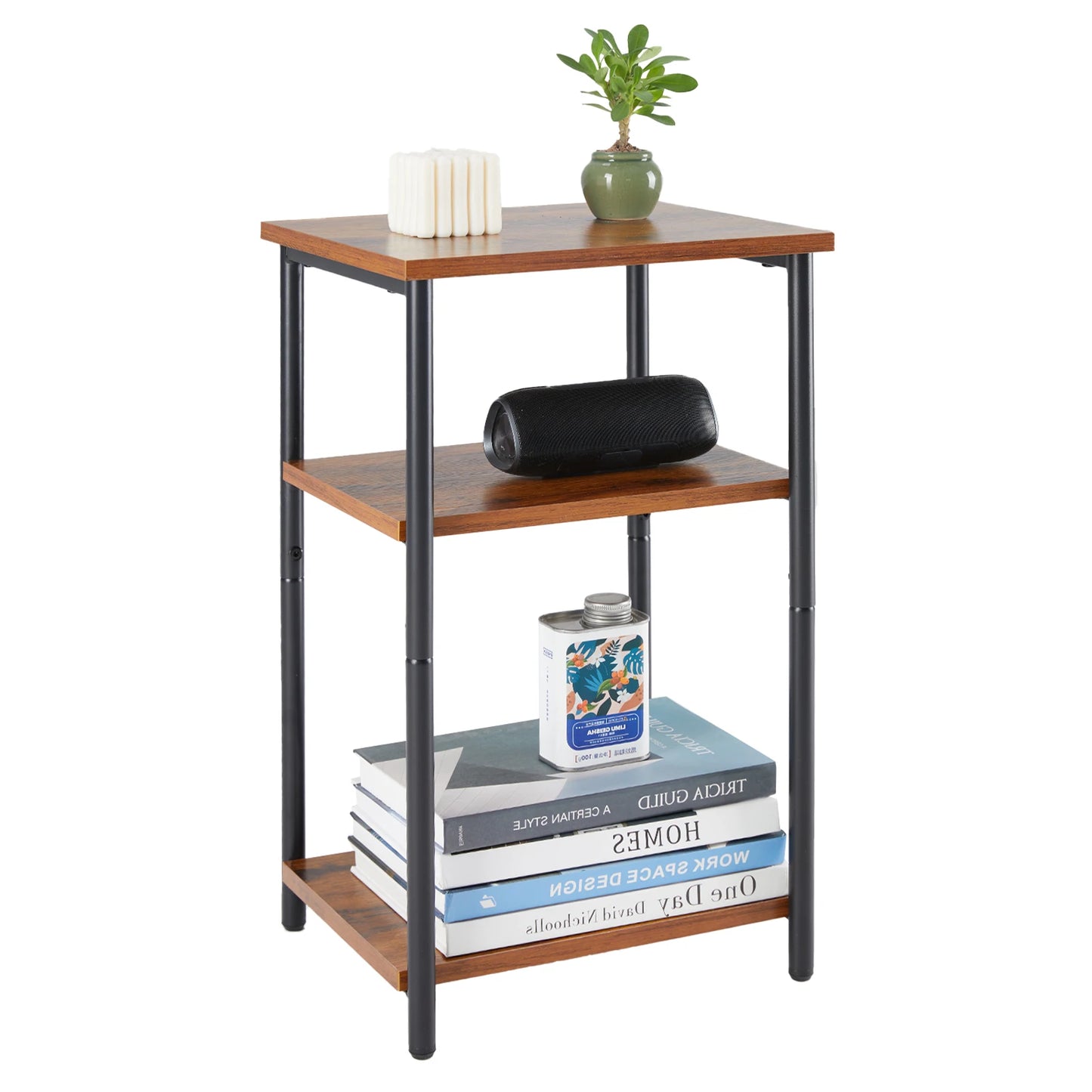 2/3-Tier End Table - Space-Saving Side Table w/ Adjustable Feet & Steel Frame for Bedroom & Living Room | AlluCanFind