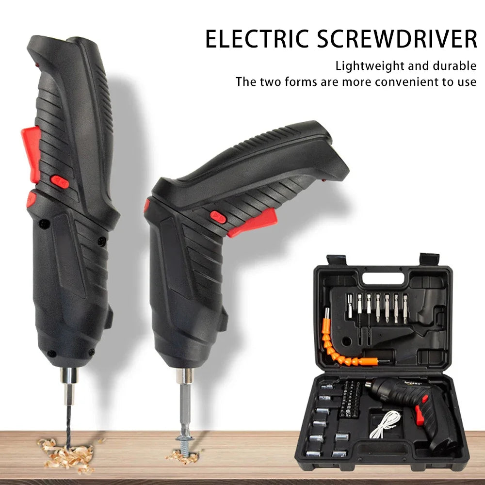 47Pcs 36V Rechargeable Cordless Electric Screwdriver Mini Drill Set With Lithium Battery For Household Maintenance Power Tools