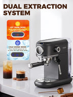 Cafelffe Cappuccino Espresso Machine Inox Semi Automatic Coffee Maker ESE POD&Powder Stainless Steel steam Hot /Cold cafetera