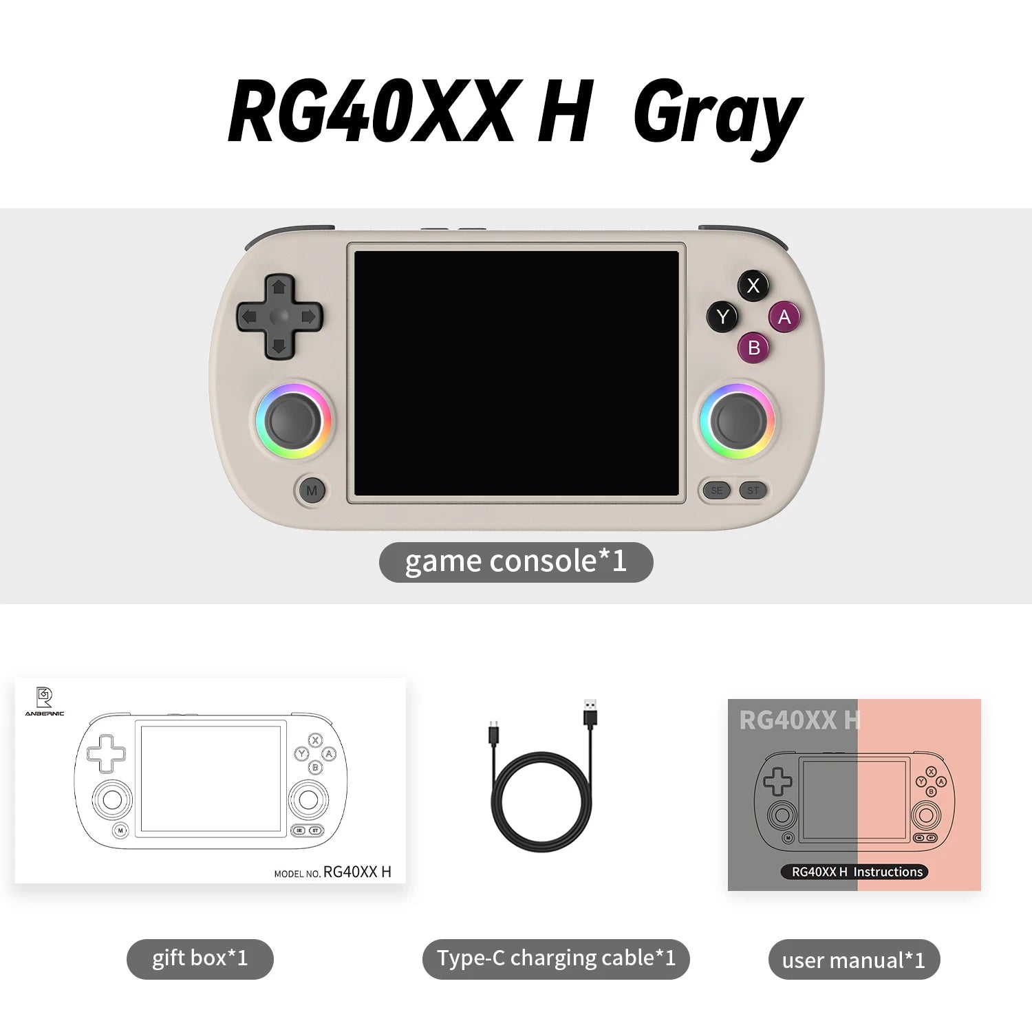 RG40XX H Handheld Game Console - 4.0" IPS Screen, Linux Retro Gaming 5K+ Games, RGB Light | AlluCanFind