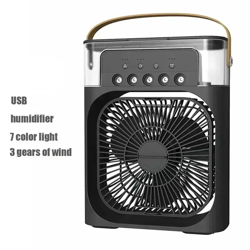 Mini 3 in 1 Air Conditioner Fan USB Desktop Cooler with Humidifier LED