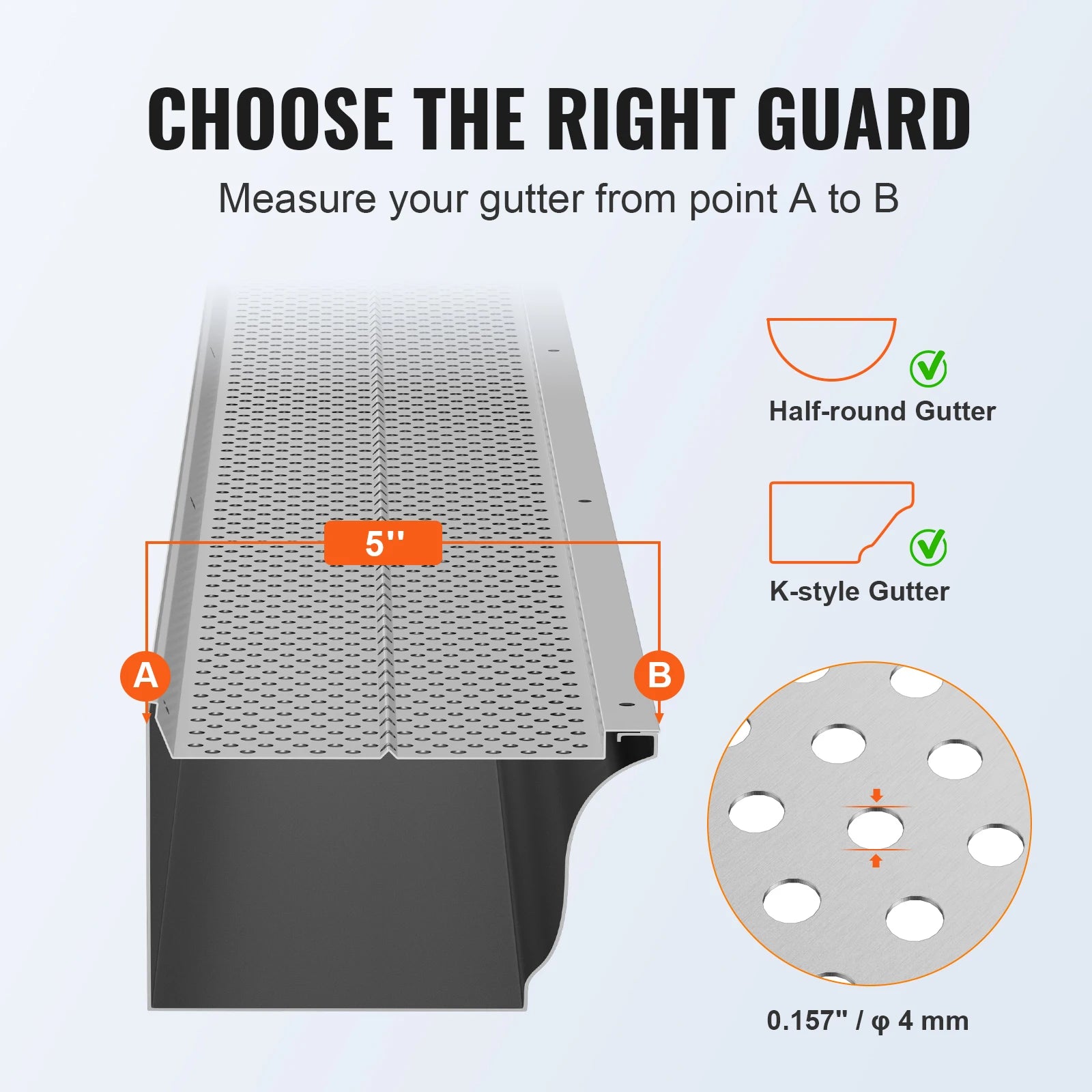 VEVOR Gutter Guard 5/6in Aluminum Leaf Filter DIY Gutter Cover 13/26/52 PCS Raptor Gutter Guards Fits Any Roof or Gutter Type