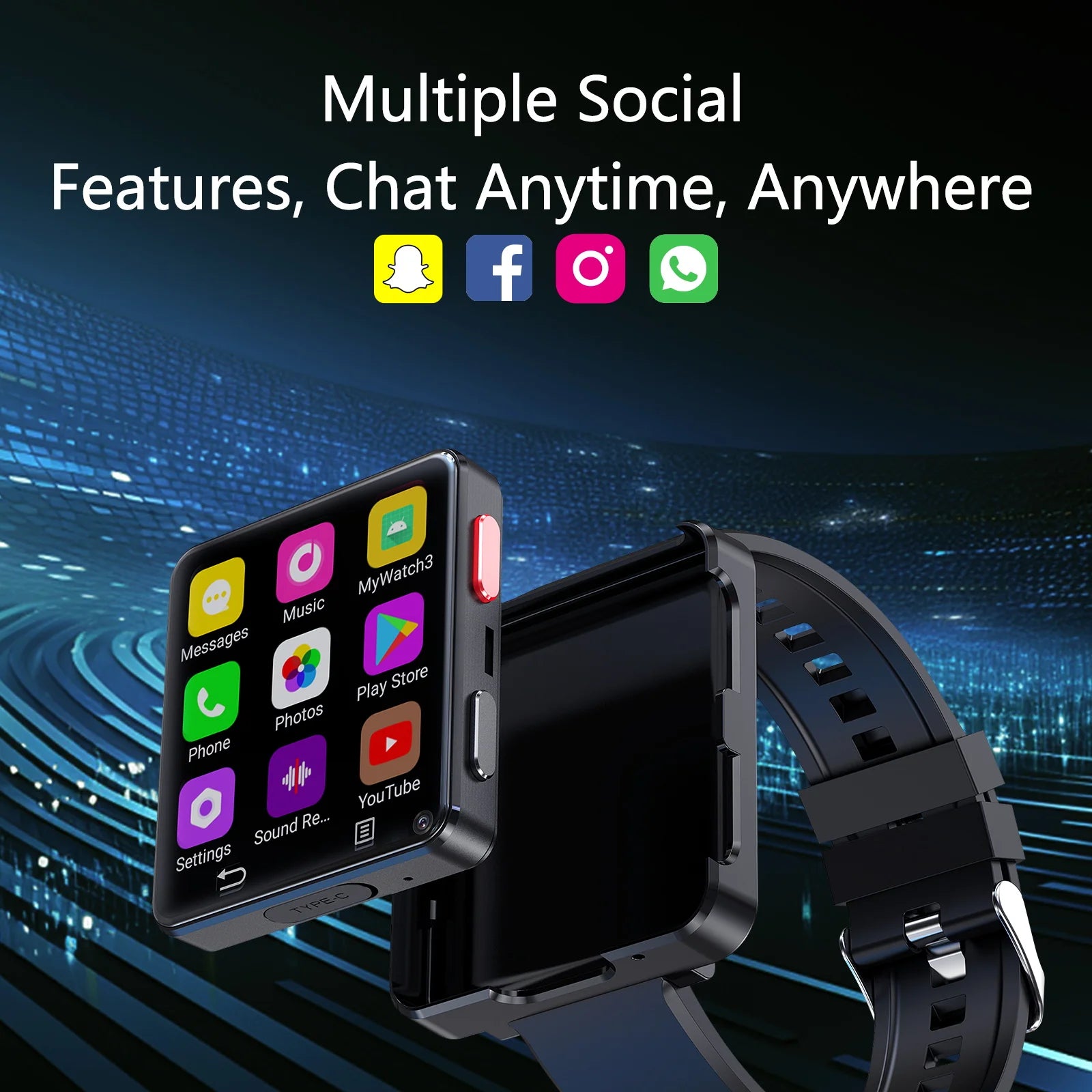 4G Android Smartwatch With 2.64 inch Large Screen Play Store 500W Dual Camera Game Watch Video 4G Calling Smart Watch Men Adult