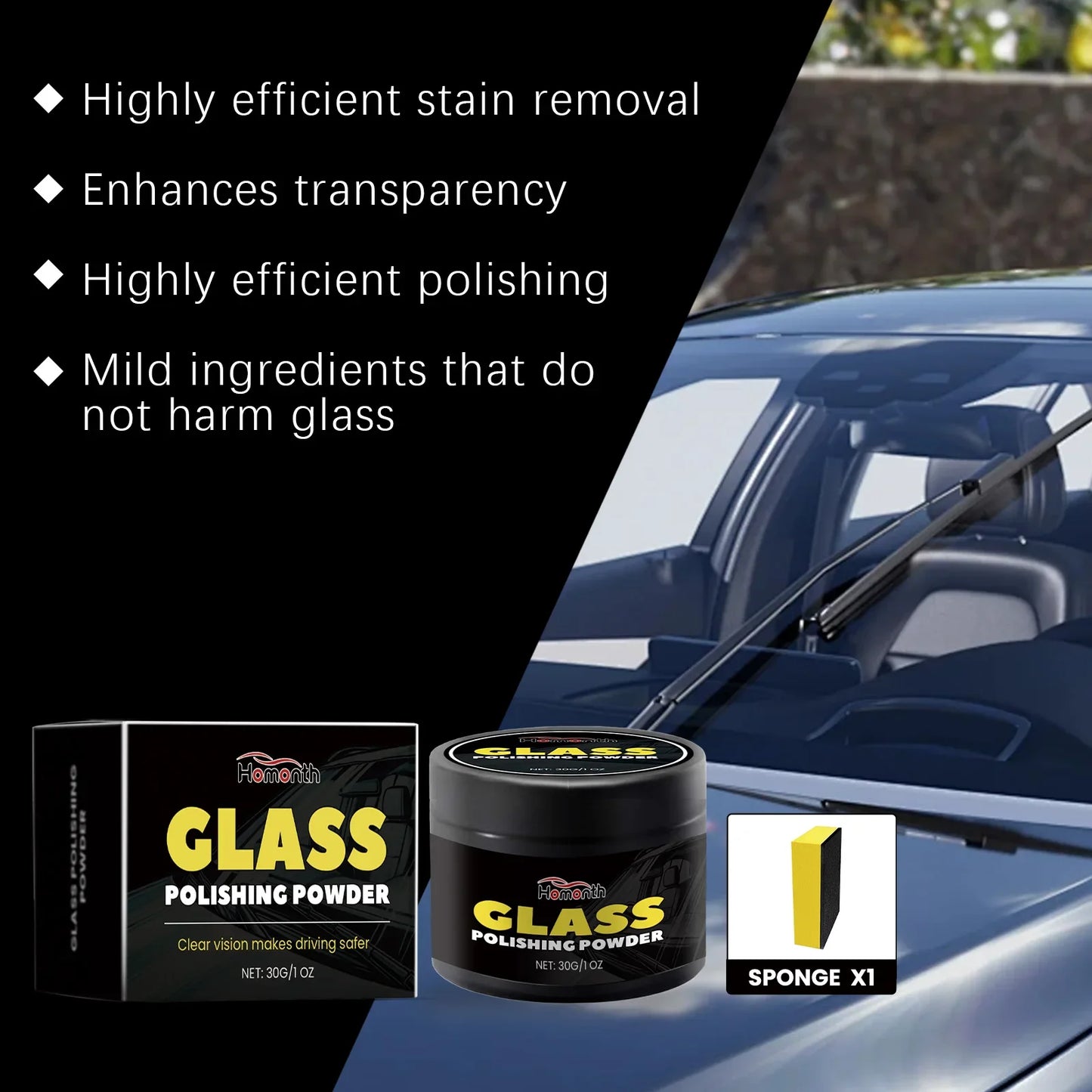 Glass Polish Power Auto Windshield Glass Window Scratches Repair Tools Cerium Oxide Power Car Detailing Maintenance
