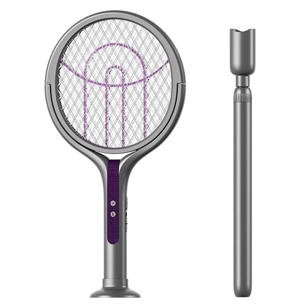 Rotating Head Bug Zapper Racket Rechargeable Electric Fly Swatter Fly Killer and Mosquito Trap Lamp for Indoor Outdoor