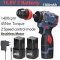 16.8V 2 in 1 Electric Screwdriver Lithium Battery Drill Handheld Power Tool 45Nm Torque Brushless Motor Cordless Screw Driver