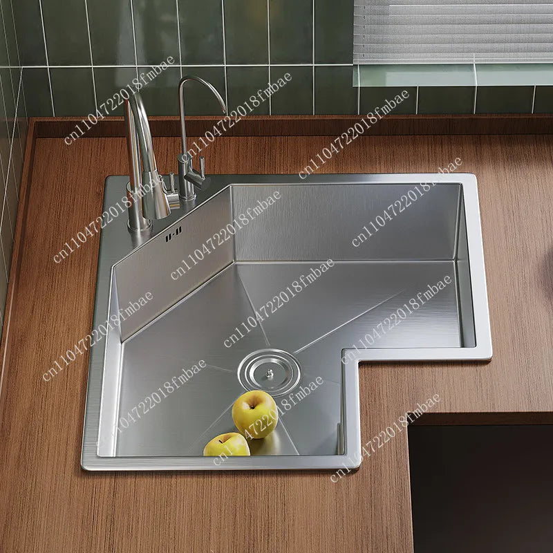 Kitchen Corner Special-shaped Sink, L-shaped Corner Sink, Large Single Tank Dishwashing Basins