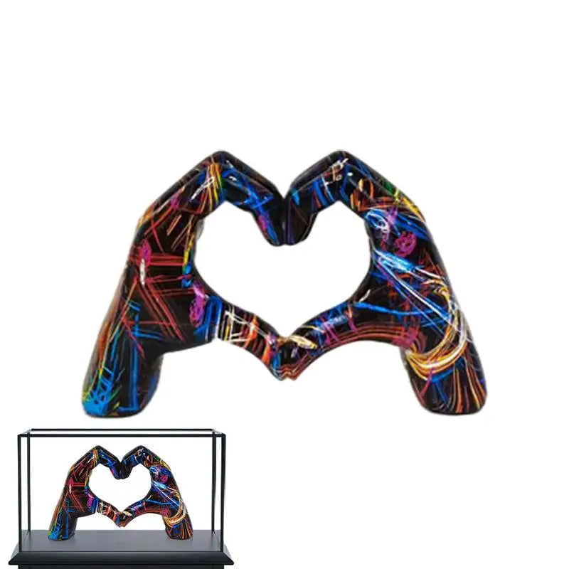 Colorful love gesture ornament, resin craft decoration for home living room desktop and bookshelf, couple, Valentine's Day gift