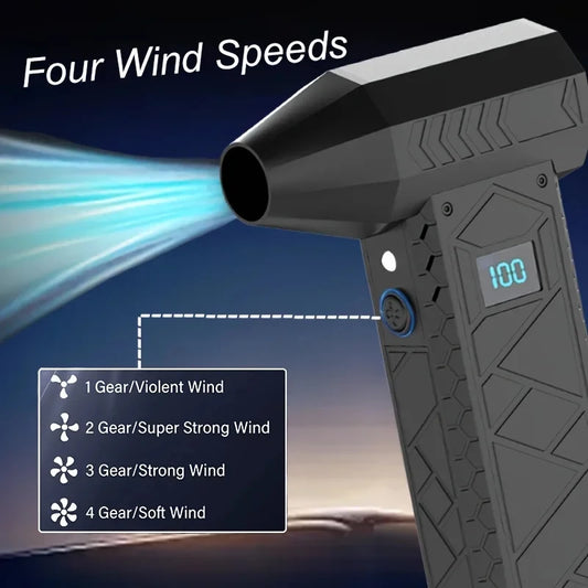 130000rpm Turbo Bladeless Electric Fan Air Duster Adjustable Wind Speed Violent Blower Rechargeablelight Portable Fan For Home