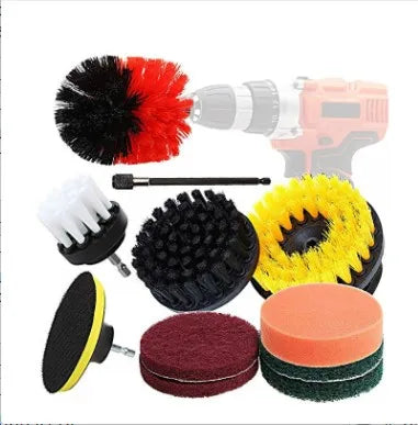 Electric Drill-Brush Head Kit  Attachment Power Scrubber Brush For Carpet Bathroom Kitchen Bathroom Car Cleaning Tool Wash Set