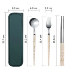 Kitchen Accessories Reusable With Box Tableware Portable Stainless Steel Spoon Fork Chopsticks Set Dinnerware Cutlery Set