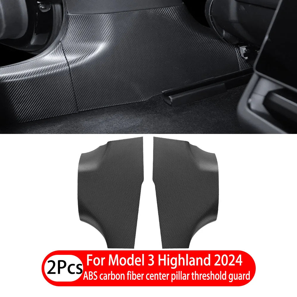 1- 8 Pcs For Tesla Model 3 Highland 2024 ABS Front Rear Door Sill Protector Threshold Strip Anti-kick Guard Panel Waterproof Pad