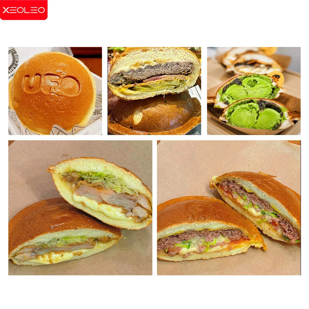 XEOLEO 1300W Electric Ice Cream Waffles UFO Burger Maker Hamburg Gelato Panini Press Machine Sandwich Press Maker