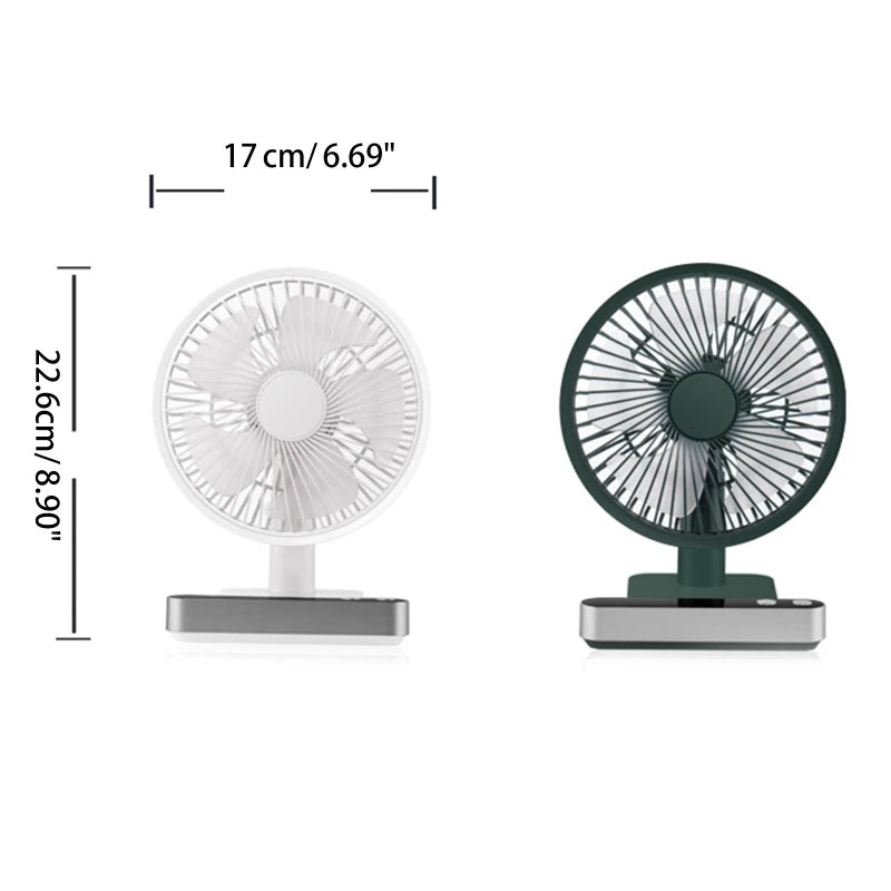 4000mah Desk Fan USB Oscillating Fan with Adjustable Head 4 Speeds Min