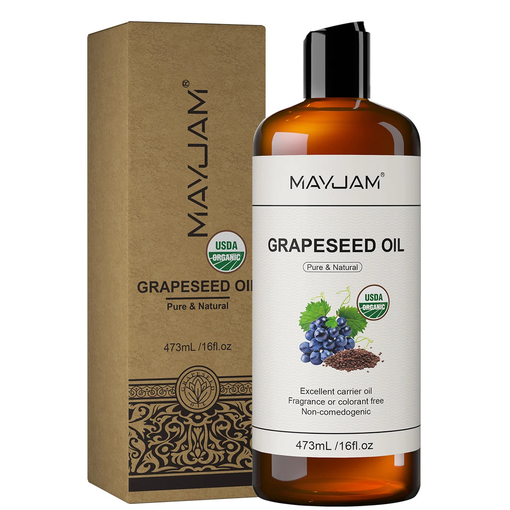 MAYJAM Pure Organic Moroccan Argan Oil Massage On Face, Hair, Body Sweet Almond Oil Cold Pressed USDA Certified 473ml Face Oil