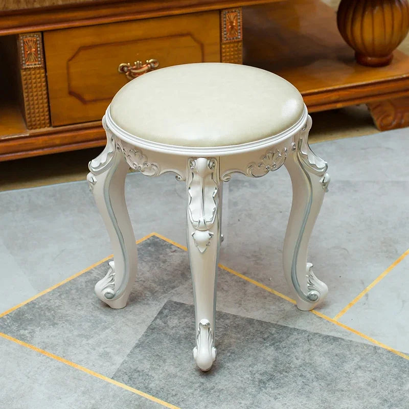 European Fabric Pouf,Modern Round Tea Table Stool, High-Quality Manicure Seat, Living Room Sofa Side Ottoman, Versatile Seating.