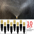 WUJIE 5M-30M Garden Irrigation Outdoor Misting Cooling System Watering 1/4'' Brass Atomizer Nozzles 4/7mm Hose Patio Greenhouse