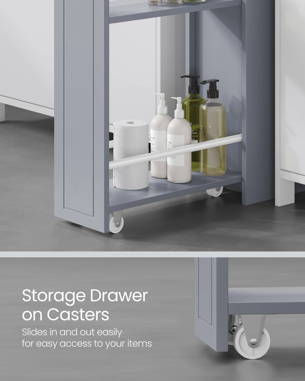 VASAGLE Small Bathroom Storage Cabinet, Slim Bathroom Storage Organizer, Toilet Paper Holder with Storage