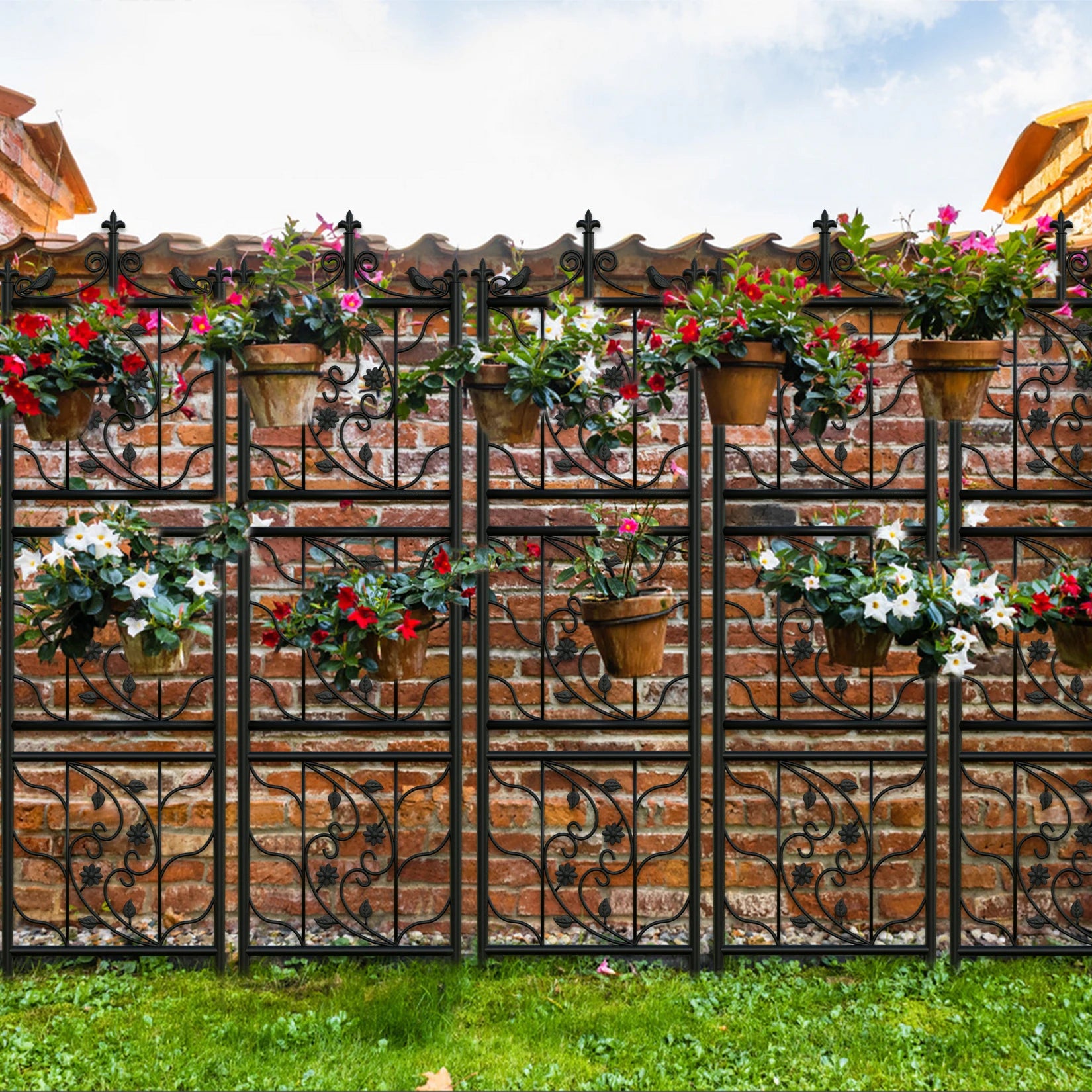 Metal Garden Trellis Tall Plant Climbing Fence for Vegetables Grapes and Flowers