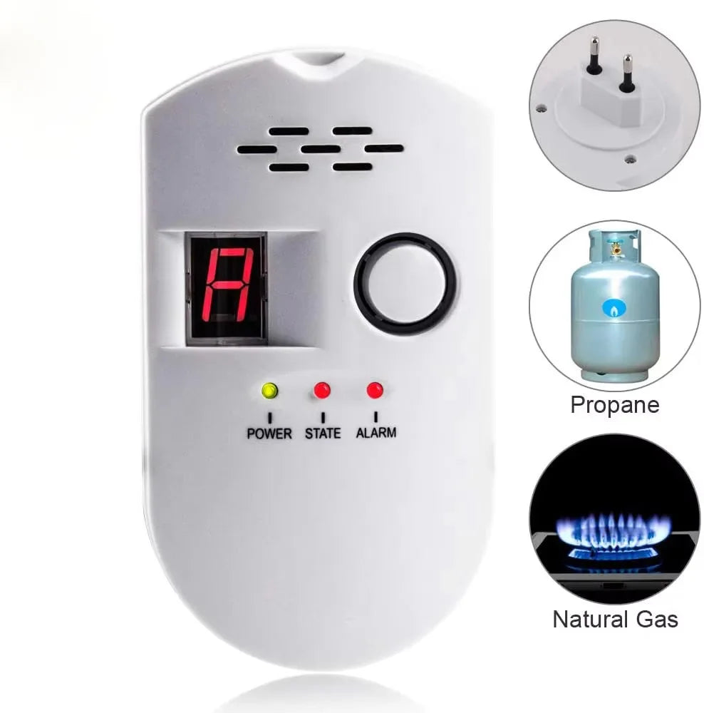 CHZHVAN Gas Detector, LPG/Natural Gas/Charcoal Leak Detector, and Propane Butane Monitor LED Digital Display EU Plug for Kitchen