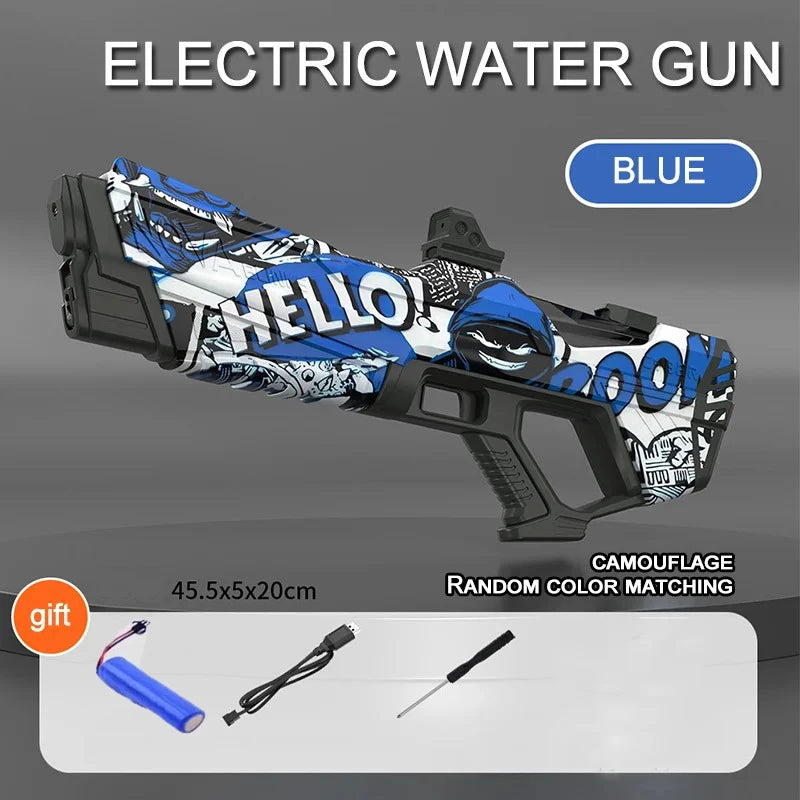 Electric continuous water gun fully automatic water absorption large capacity outdoor battles  summer water fights children toys
