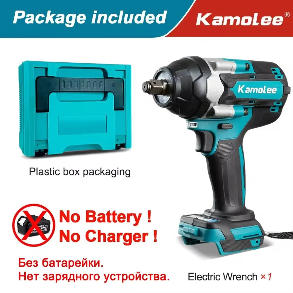 Kamolee 1800 N.M high torque wireless charging impact wrench 1/2inch brushless electric wrench compatible with Makita18V battery