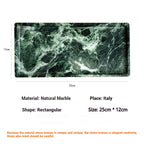 Luxury Green Marble Oval Tray: Bathroom Organizer & Fruit Serving Platter, Waterproof Stone Decor for Hotel Spa Home Kitchen