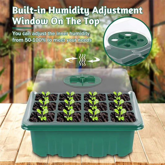 5 Pack Plant Propagators - 12-Cell Seed Trays with Lids, Indoor Gardening Kit for Seed Planting