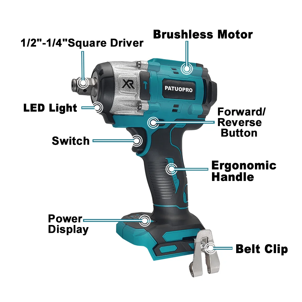 500N.m Brushless Cordless Electric Impact Wrench 1/2inch Power Tools for Makita 18V Battery(No Battery)