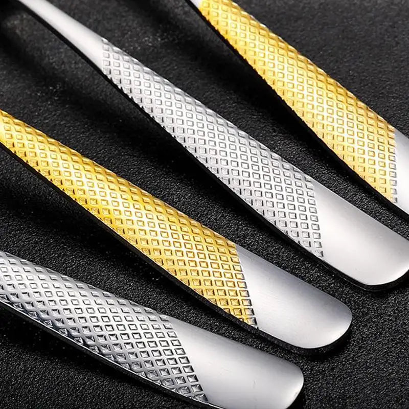 Kitchen Utensil Set Food Grade Stainless Steel Spoon and Fork Set 6PCS Flatware for Hotels Cafes Homes