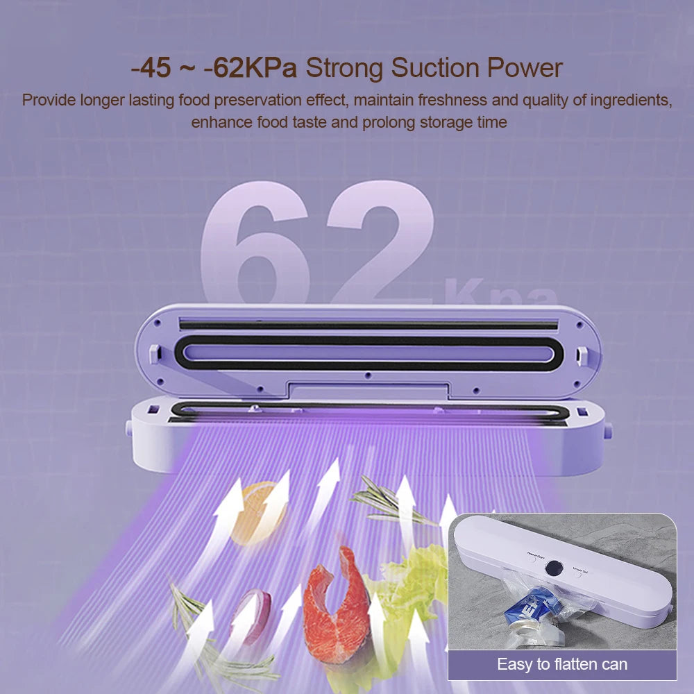 Electric Vacuum Sealer Food Preservation Plastic Bags Sealer Packaging Machine Wireless Sealing Machine Kitchen Household Tool