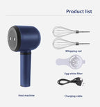 Cordless Hand Mixer Twin Stick Electric Whisk USB Rechargeable Handheld Electric Mixing 3 Speed Egg Beater For Baking