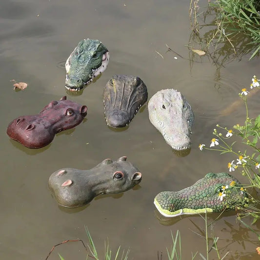 Outdoor Garden Pond Resin Floating Crocodile Hippo Scary Statue Creative Home Decoration For Garden Halloween Decor Ornament