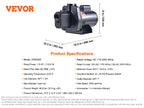 VEVOR Shallow Well Jet Pump 115 Volt Cast Iron / Stainless Steel Irrigation Water Pump for Agricultural Garden Irrigation System