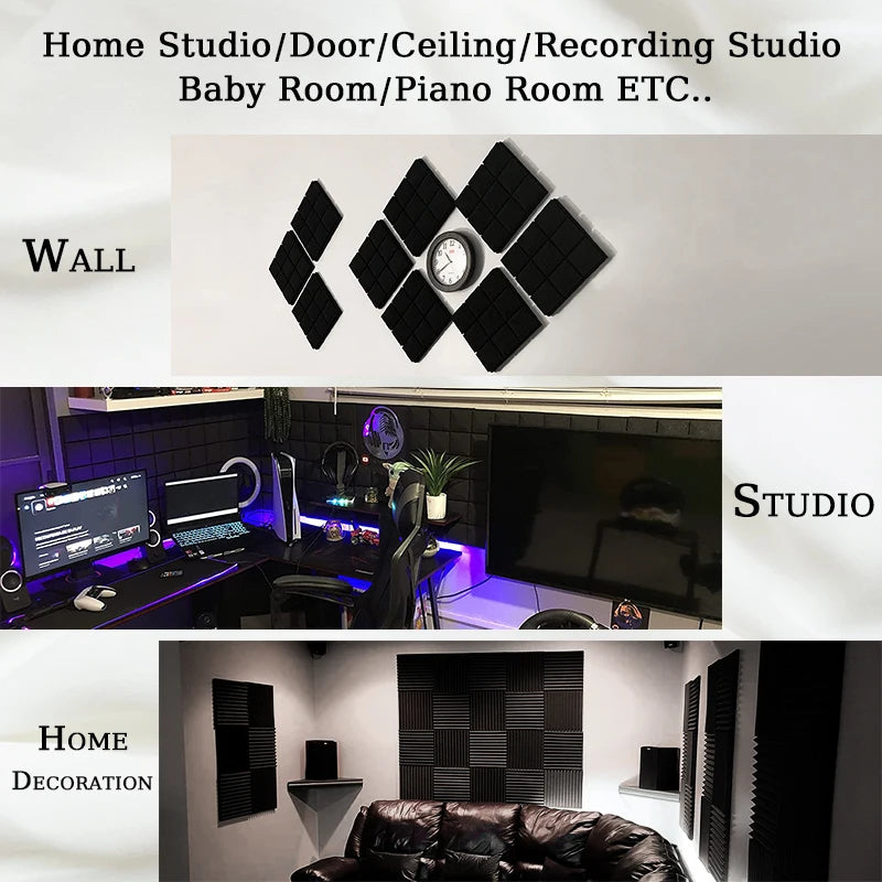 TOUO 6/12/24 Pcs Pyramid Acoustic Foam Sound Absorbing Studio Acoustic Treatment Noise Insulation For Walls Acoust Insulation