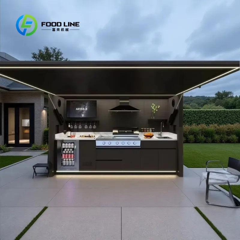 Customized All-in-One Outdoor Cooking Station Complete Kitchen Set with BBQ Grill and Fridge for Yard Patio Outdoor Living