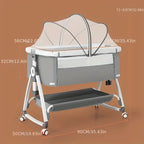 Multi Functional Baby Crib with Foldable Height Adjustment Splicing, Portable and Movable Bedside Swing, Cradle, Sleeping Bed