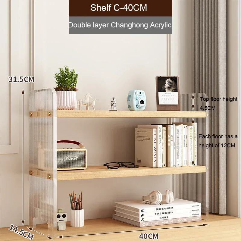 Desktop Bookshelf Kitchen Utensil Storage Rack Office Desktop Storage Rack Acrylic Bookshelf Household Minimalist Storage Rack